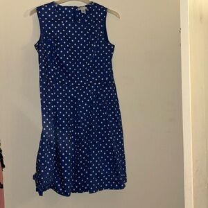Blue polka dot pleated dress